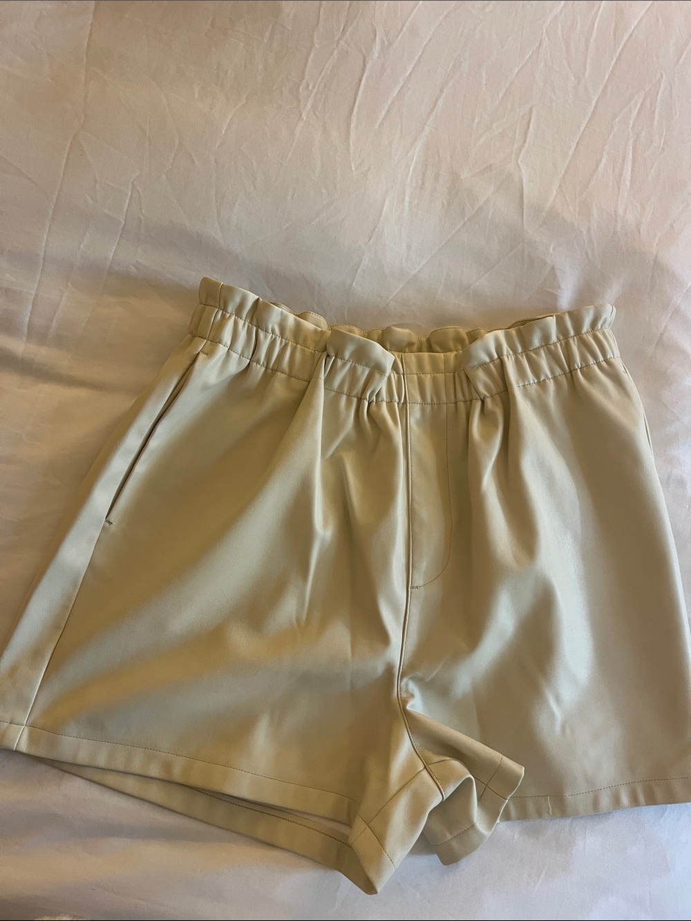 Steve Madden Cream faux leather Shorts size L. Worn once. Buy both $30